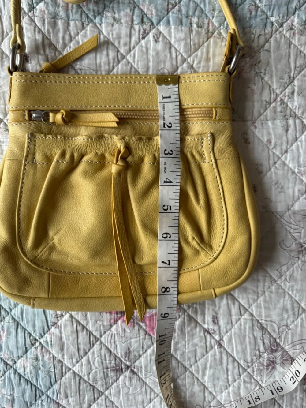Fossil Genuine Leather Mustard Yellow Crossbody Bag - Picture 9 of 11